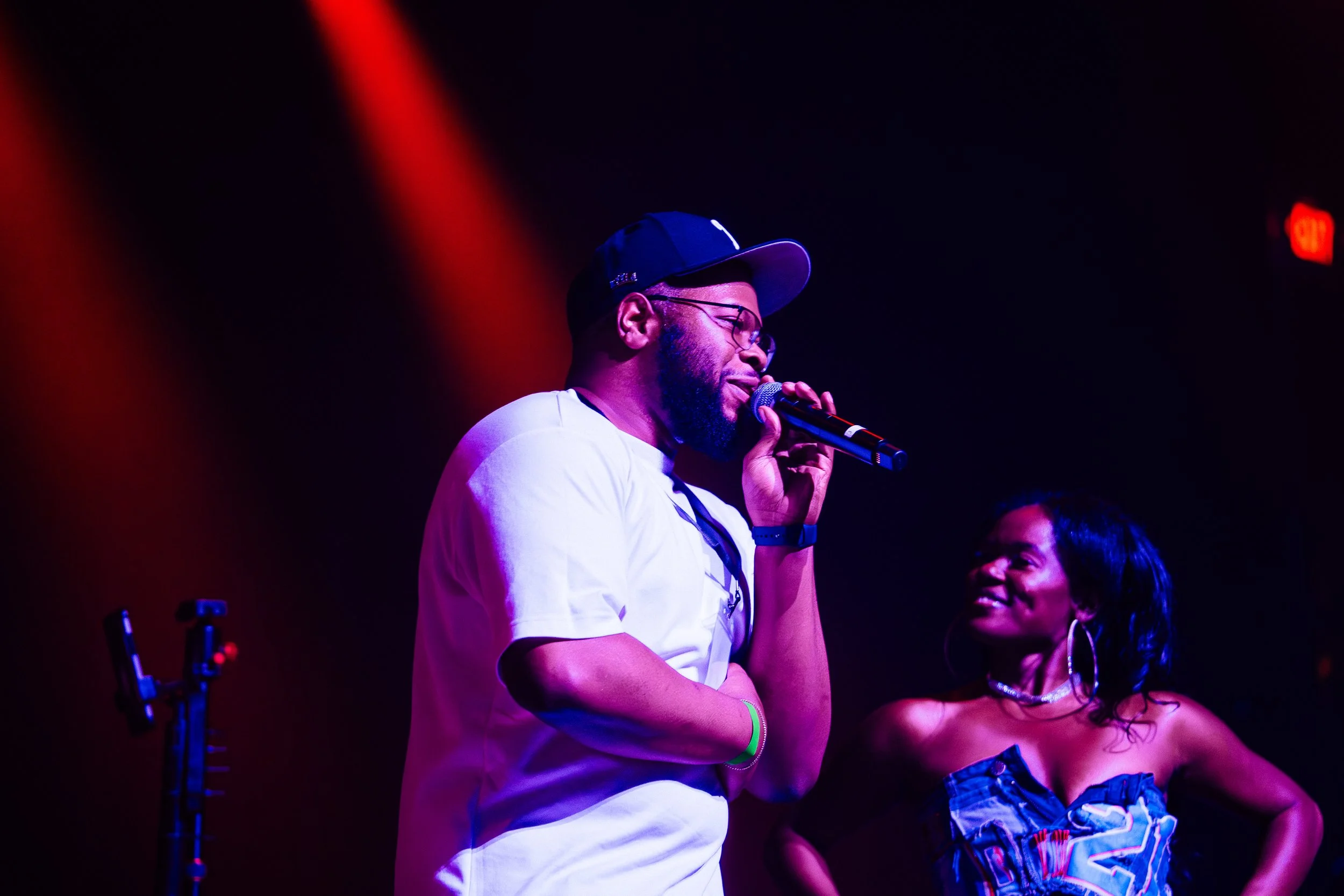 DJ Don Will on mic with Queen Yaszy at Franklin Music Hall
