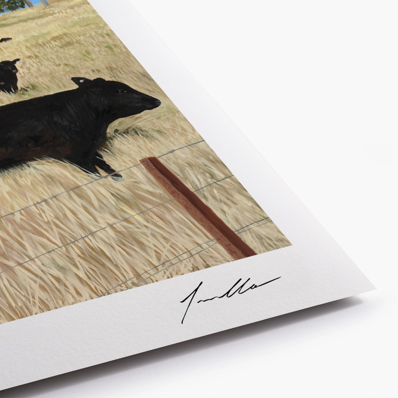 Close up of fine art reproduction showing artist signature