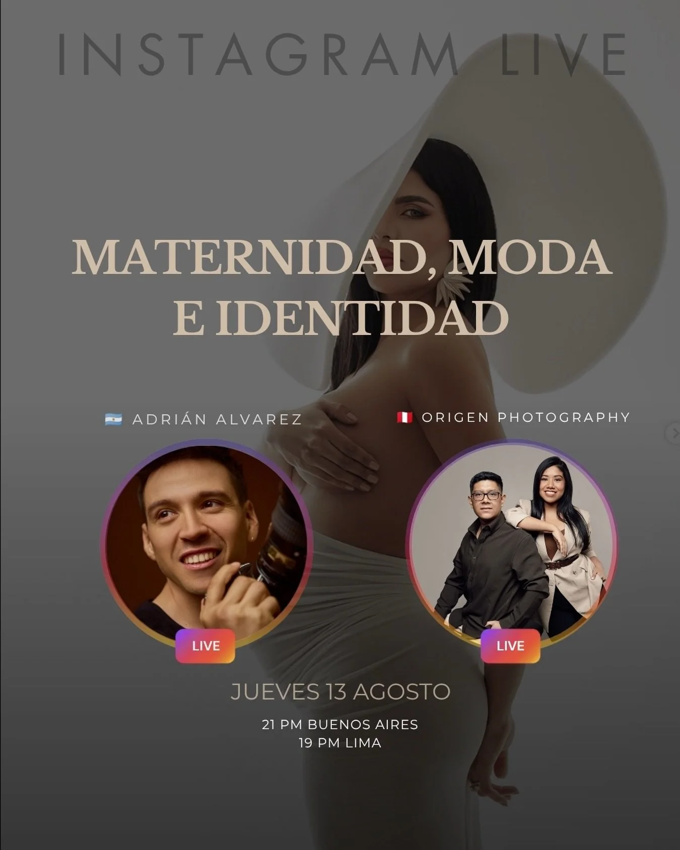 Ma&ntilde;ana seguimos conversando sobre fotograf&iacute;a maternal, esta vez junto a Tirsa y Miguel de Origen Photography 🇵🇪

Vamos a hablar de maternidad, moda, identidad y de c&oacute;mo se construye una propuesta visual propia, incorporando rec