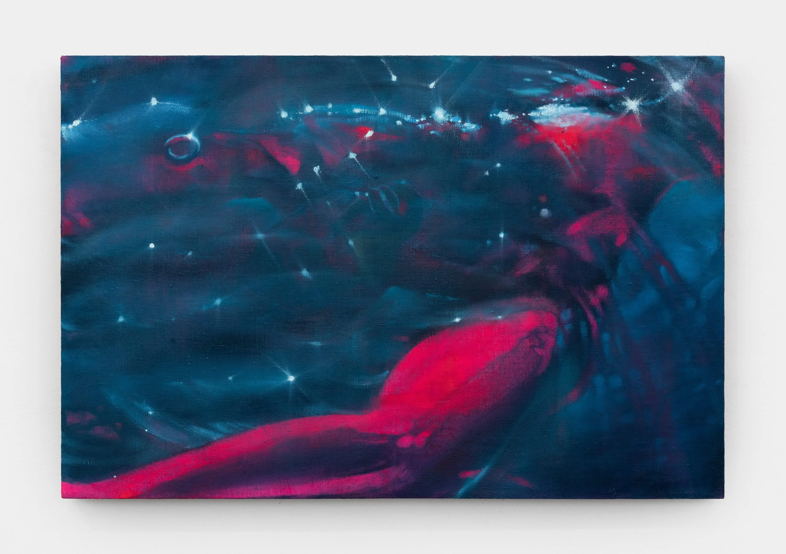 the Amphibian, 2025, oil on linen, 24”h x 36”w x 2”d