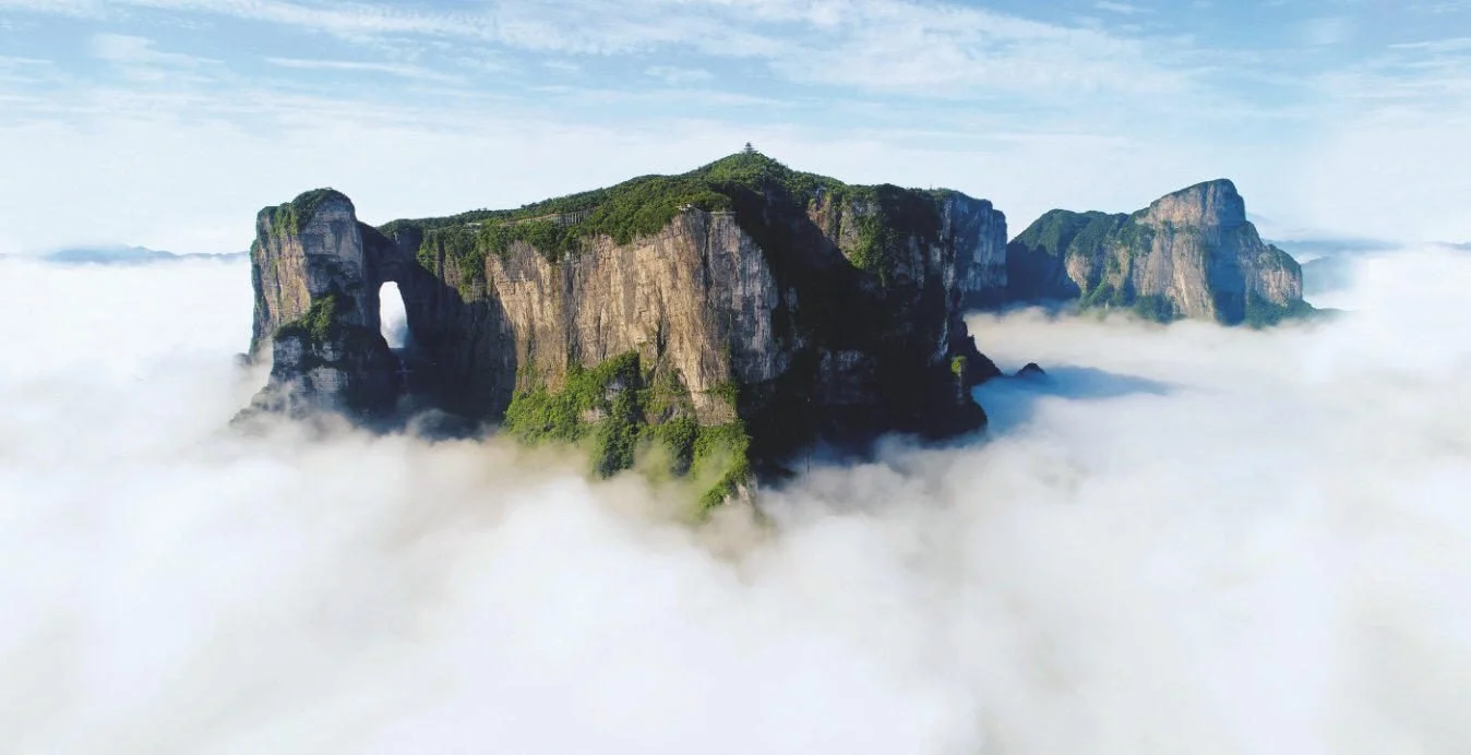 The Tianmen Mountain cableway climbing towards Heaven's Gate, Zhangjiajie