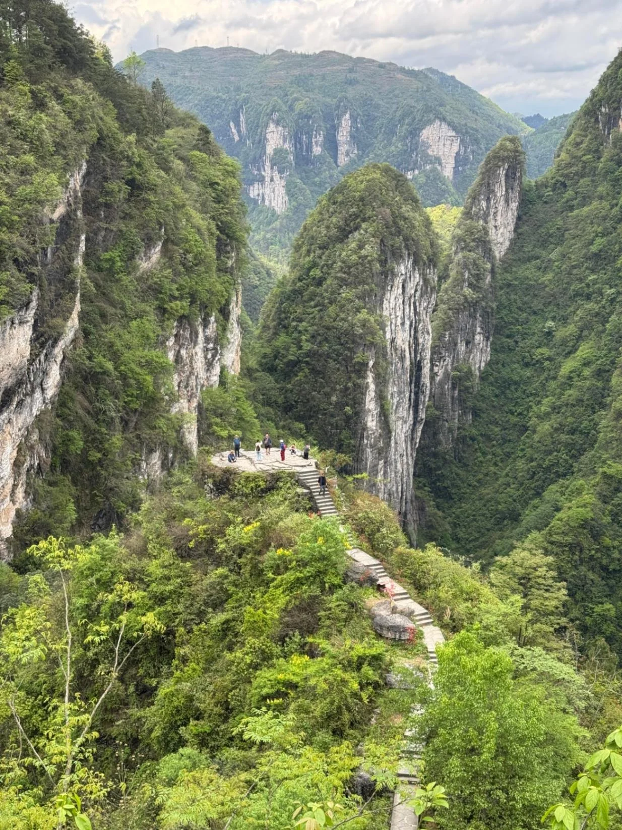 Tianwen Terrace, a natural stone viewing platform on a cliff 150 metres   above the Dehang canyon, Xiangxi, Hunan