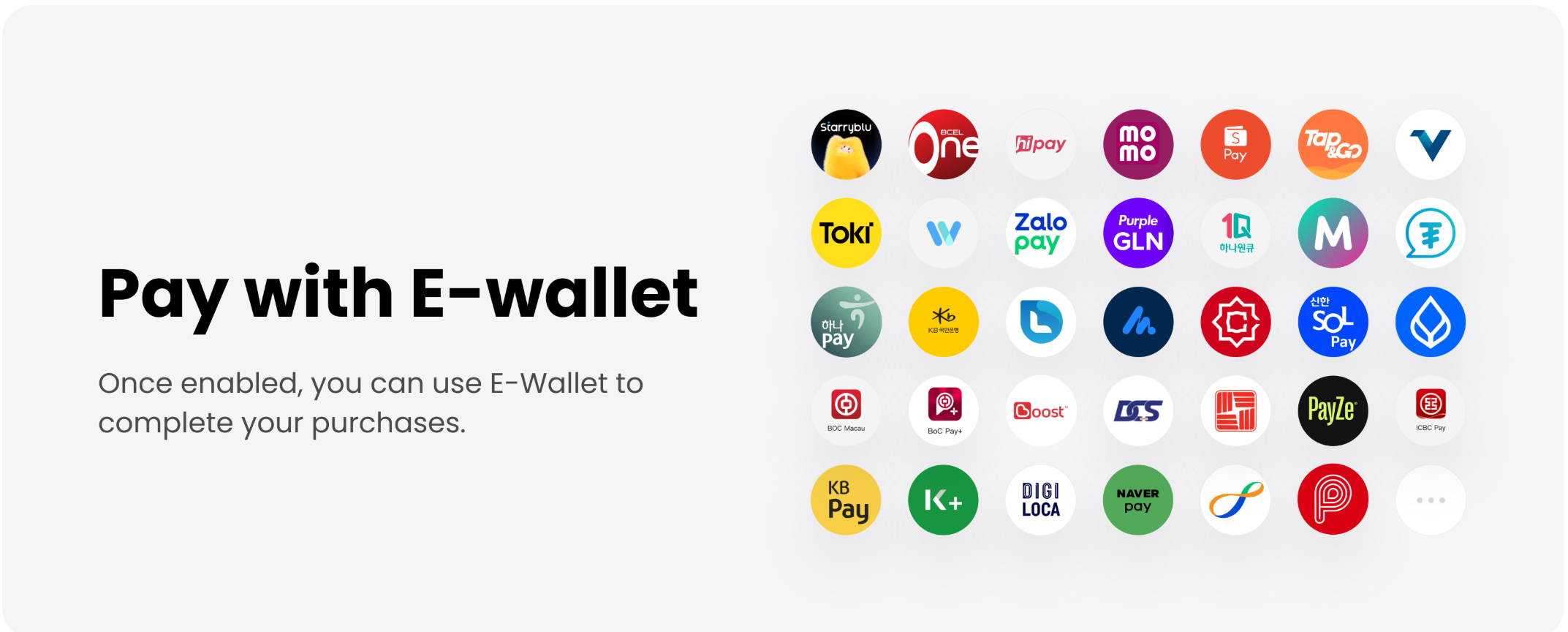 Official TenPayGo promo showing the overseas e-wallets supported for payments across China
