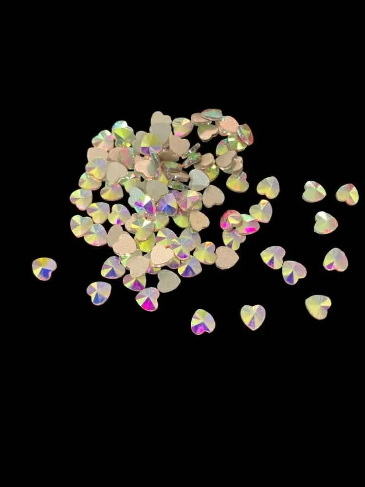 AB Heart Crystal Glass Rhinestones 100 pieces