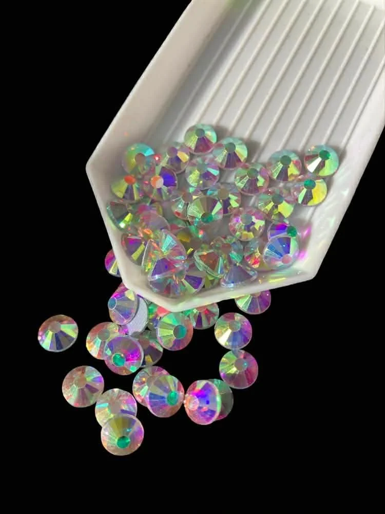 Crystal AB Glass Rhinestones SS34 10 Grams
