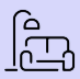 Outline of a modern armchair with a tall, curved backrest and a side armrest