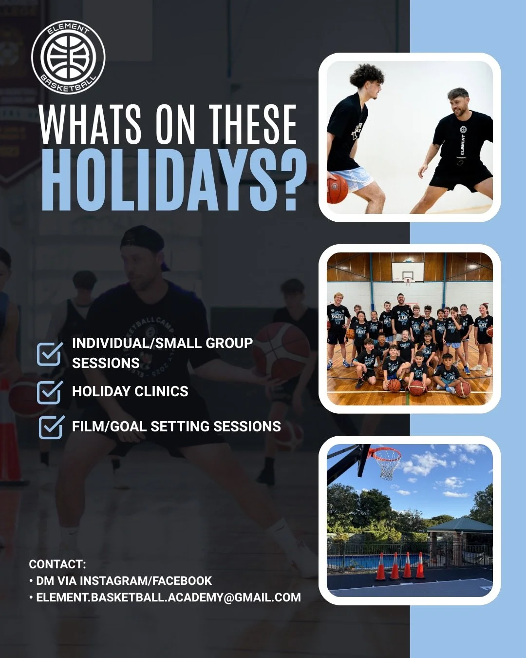 LEVEL UP THESE HOLIDAYS

From skill sessions &rarr; game breakdown &rarr; clinics&hellip;
everything you need to improve.

DM to book your spot 🤙
(book clinic in bio)