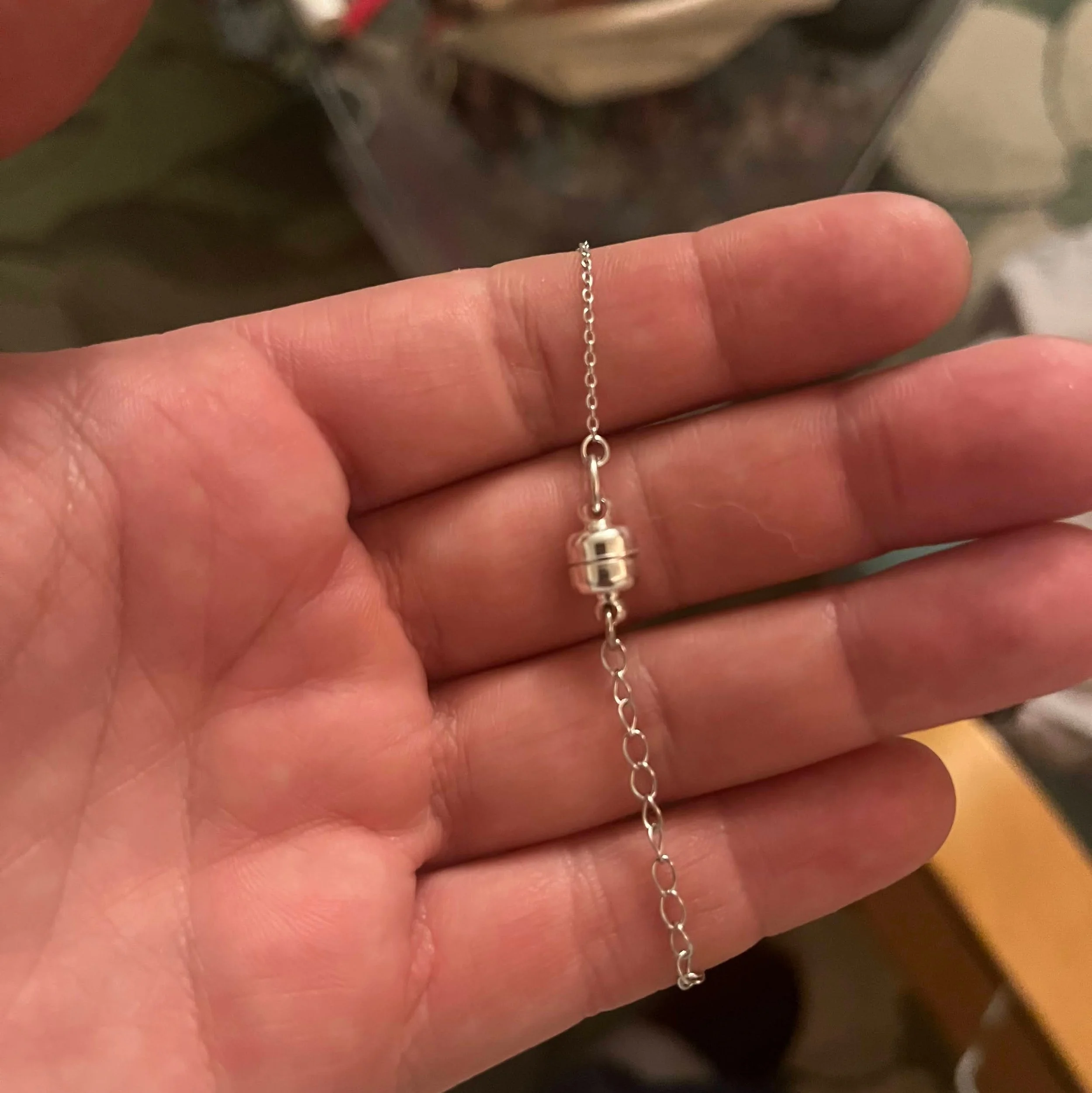 Magnetic clasp added to a necklace