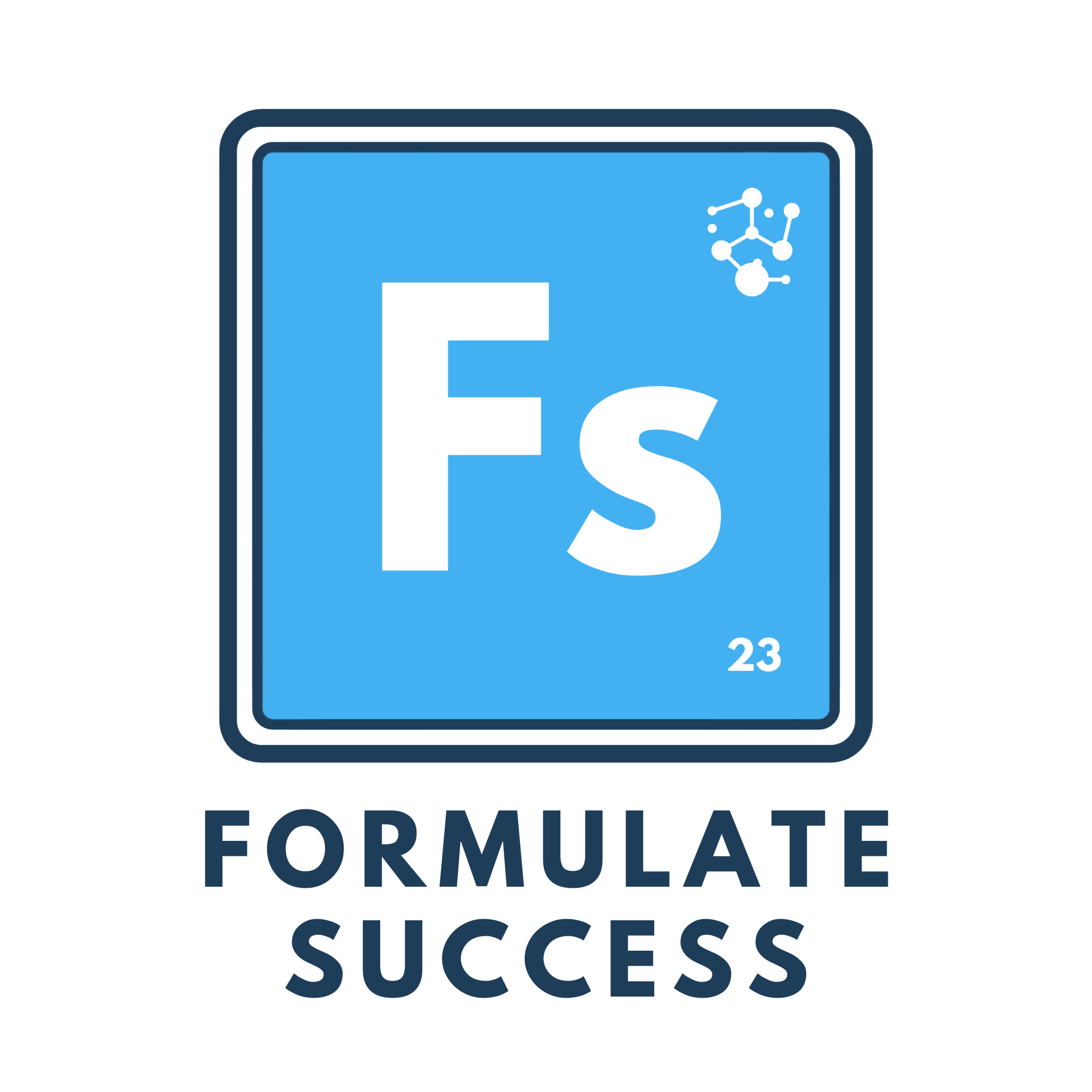 Formulate Success logo: the Fs monogram with a molecule symbol