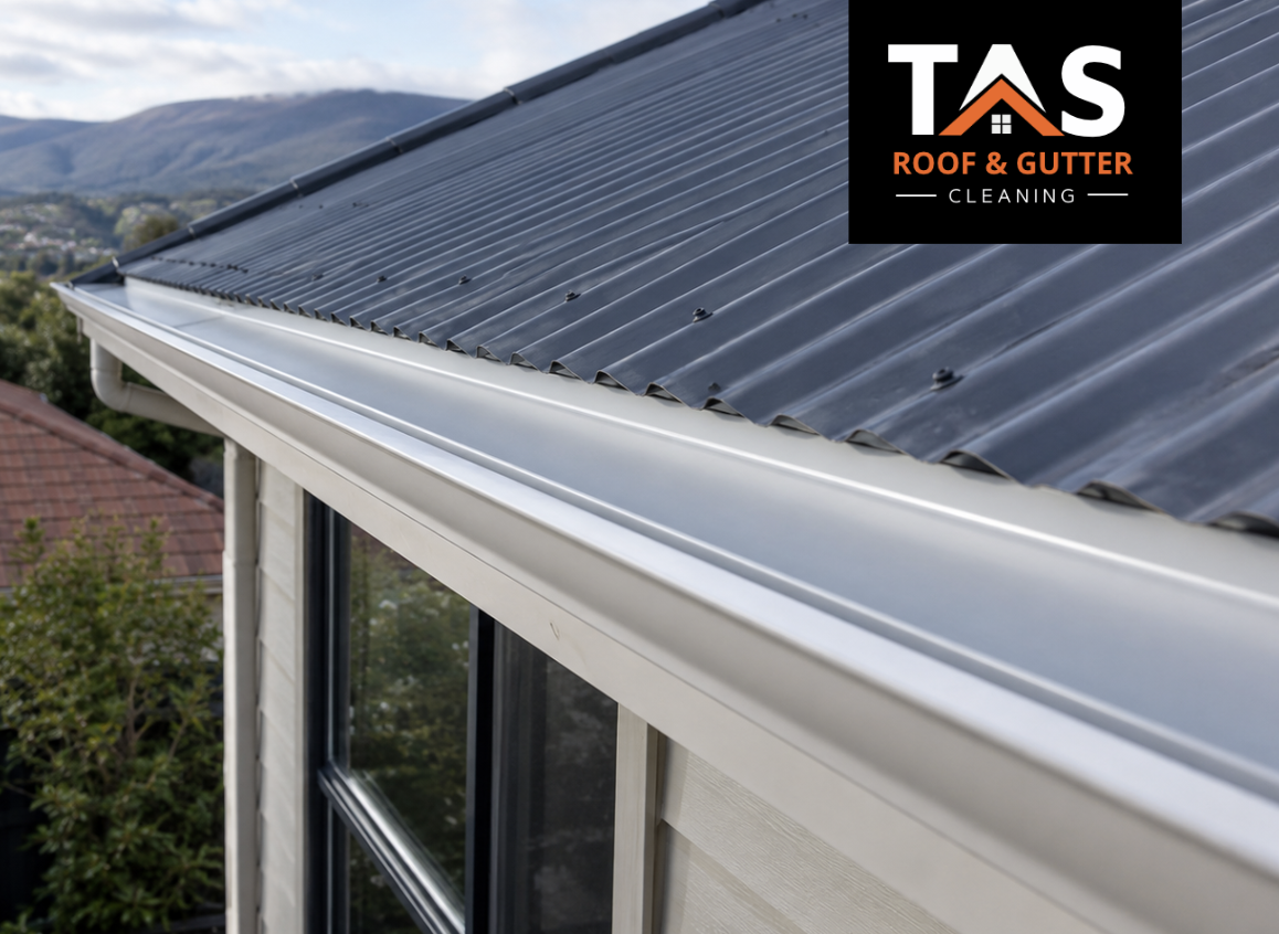 Clean roofline and clear gutters after professional gutter cleaning in Moonah