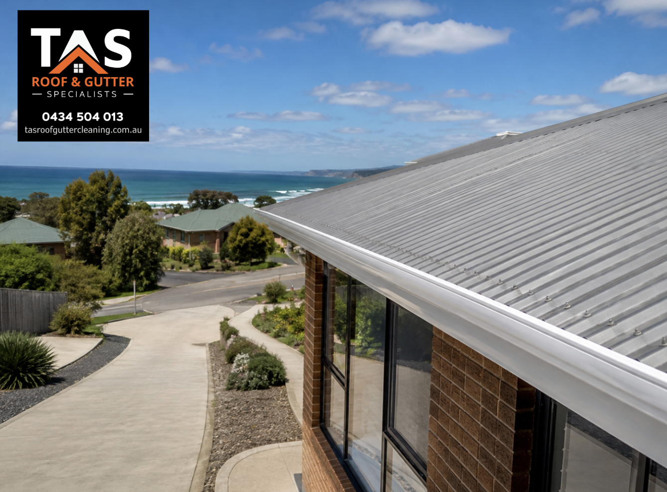 A clean gutter system helps protect Burnie coastal homes from overflow, leaks and water damage during heavy rain.