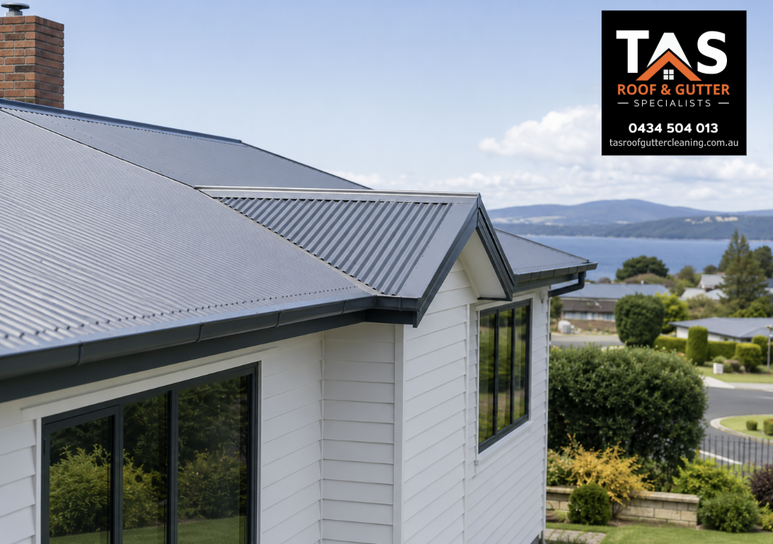 Clean roof and gutter system after professional gutter cleaning in Margate, Tasmania