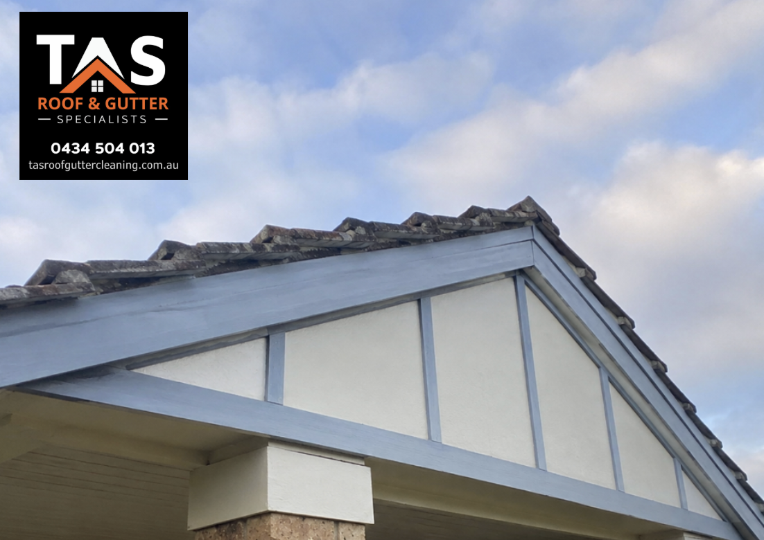 Clean eaves gutter on a Hobart home after professional eaves gutter cleaning in the Hobart area.