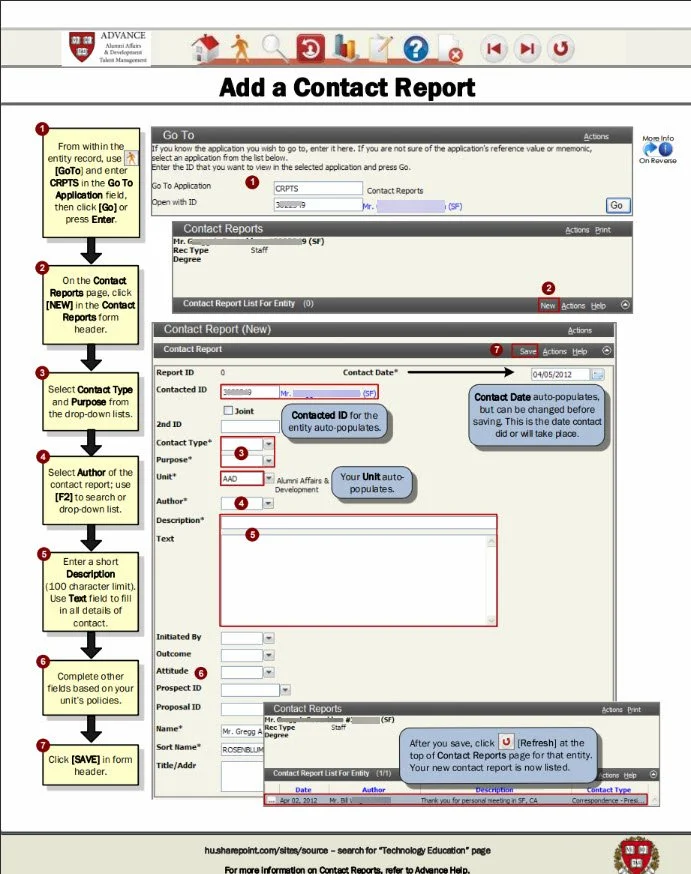 Contact Report Job aid