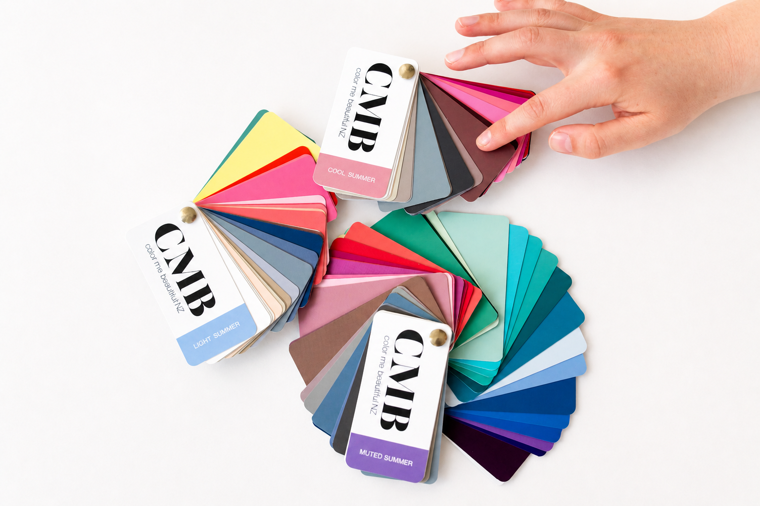 Seasonal colour palette swatches used during personal colour analysis consultations.