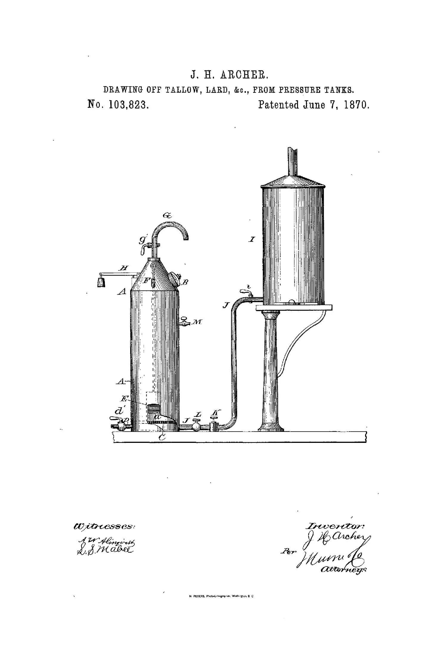 Patent Drawing Off Tallow Lard from pressure Tanks