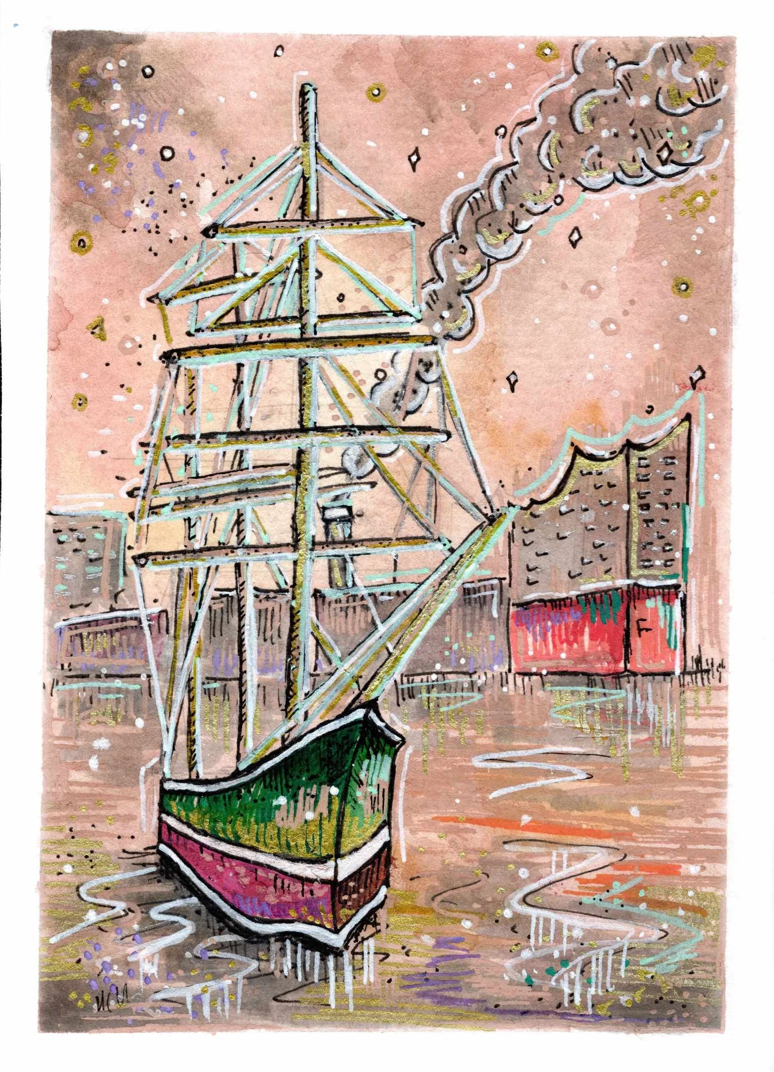 Rickmer Rickmers Hamburg – FineArt Kunstdruck  – 13x18cm