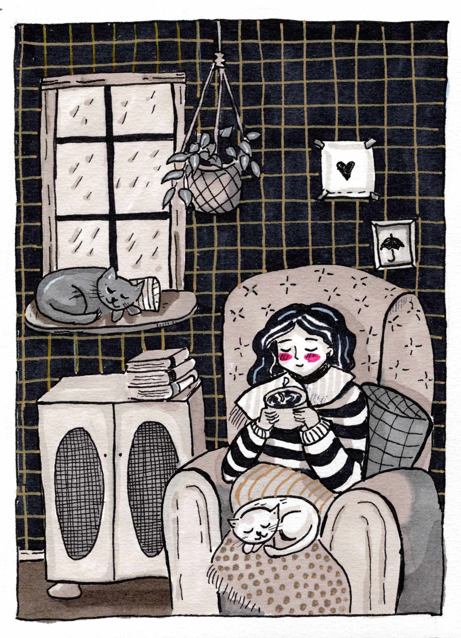 Cozy Living Cat Lady – FineArt Kunstdruck – 13x18cm