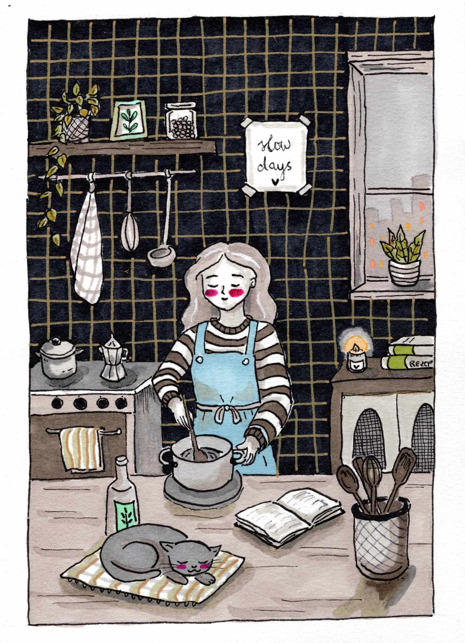 Slow Living, Cozy Cooking – FineArt Kunstdruck – 13x18cm