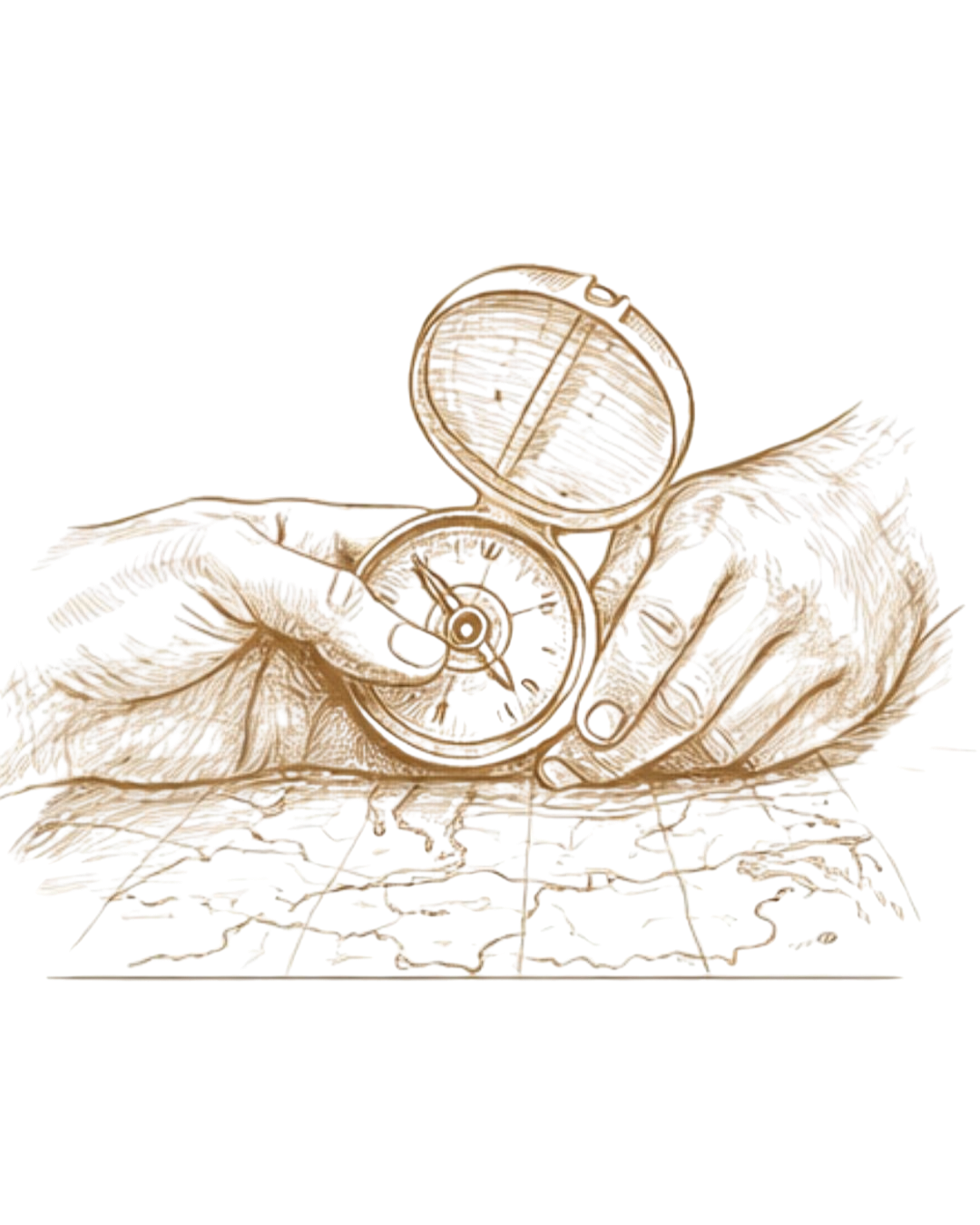 A torch held by a hand with leaves and a gaming die nearby, against a dark purple background.