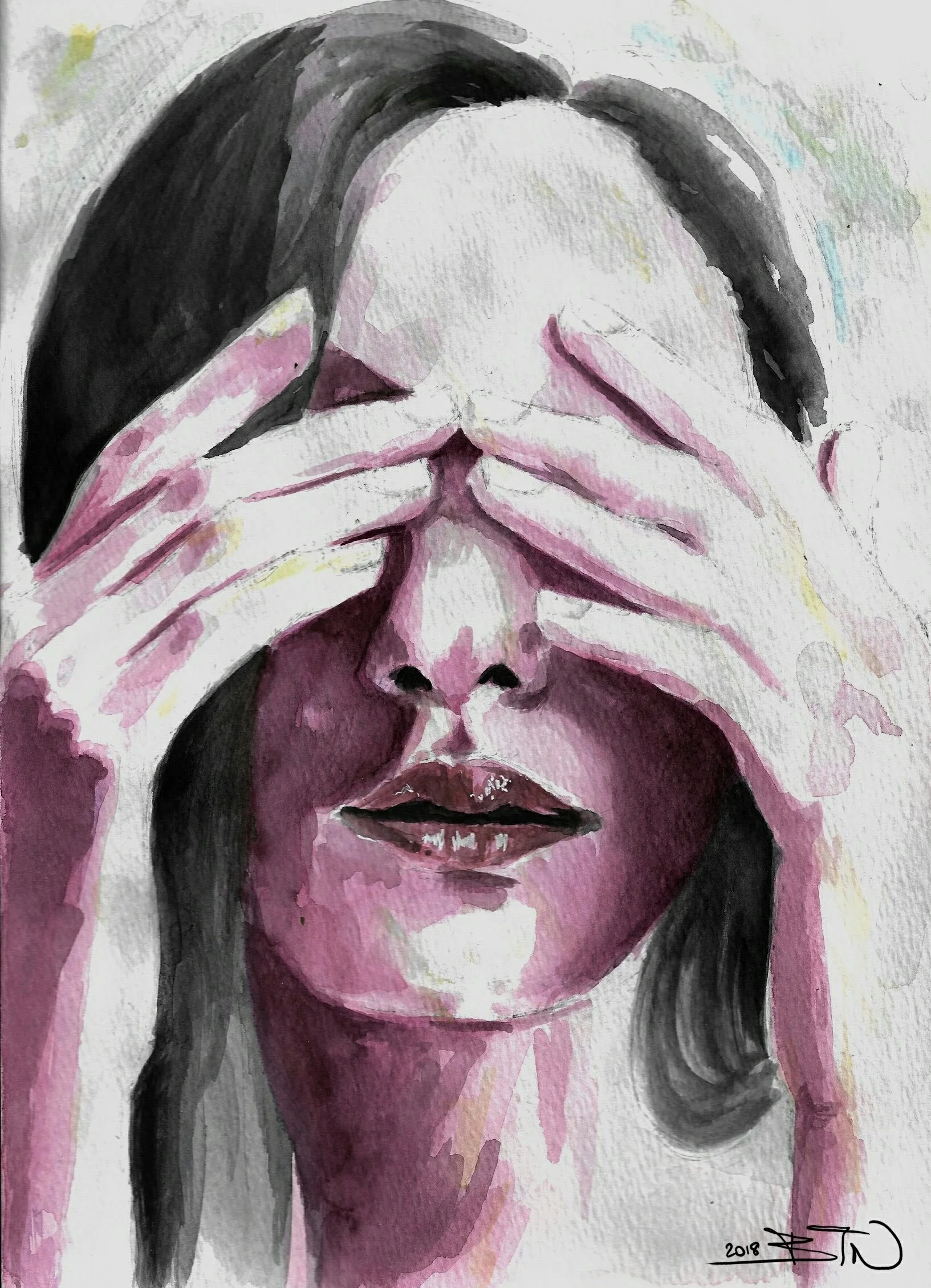    “Don’t look at me” [2018]   
Watercolour on paper - ??×??cm
  
??€