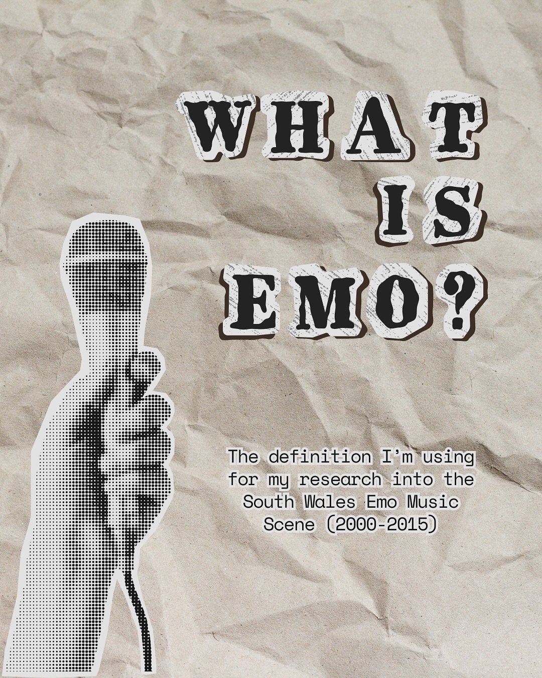 My research explores how emo in South Wales was remembered - not just as a genre, but as a community and a cultural moment. 

Emo meant different things to different people, yet for fans in South Wales it became a scene that shaped identities, friend