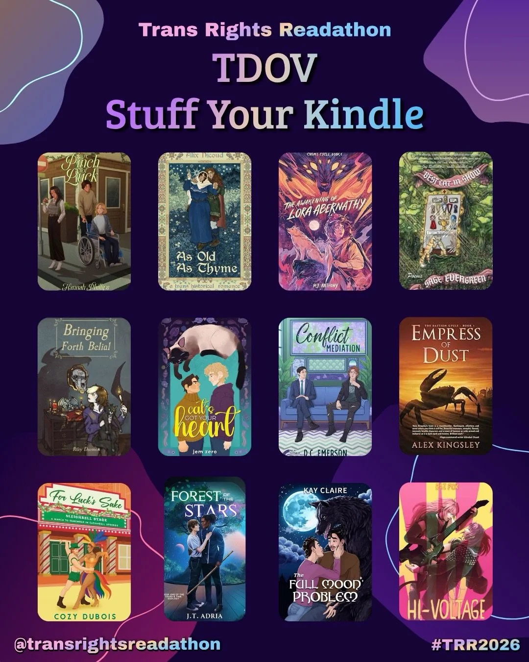 STUFF YOUR KINDLE ON TRANS DAY OF VISIBILITY ✨ 

Find all these books on the @transrightsreadathon site, including mine! Tethered is a sapphic soft sci-fi romance that&rsquo;s free for today, and you can get Aligned (an exclusive short story) to acco