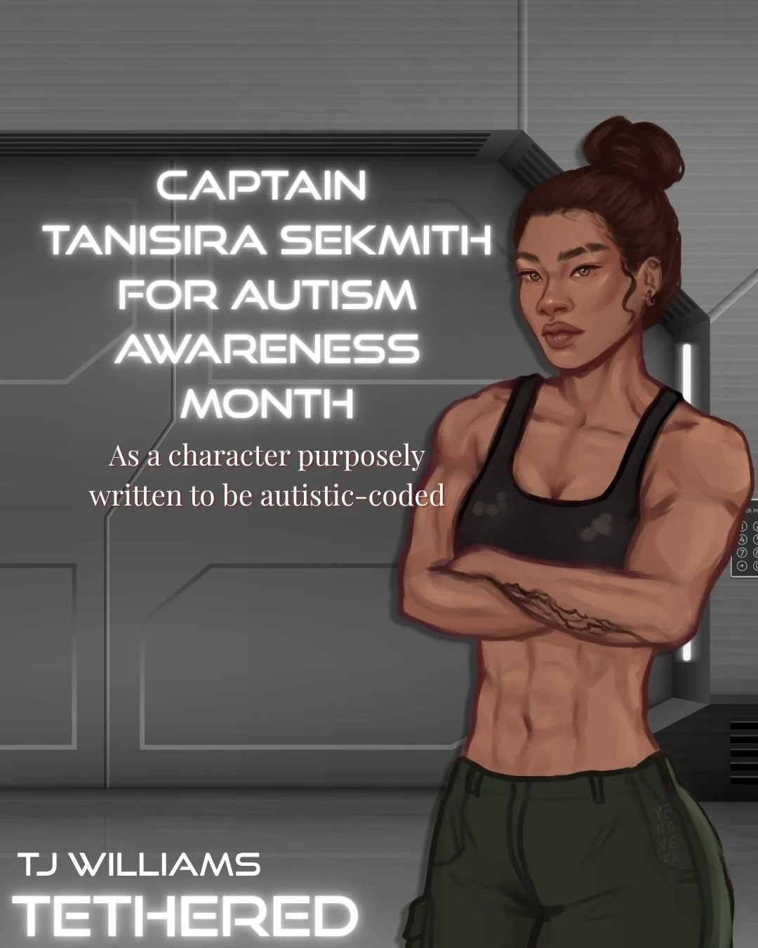 It&rsquo;s ✨Autism Awareness Month ✨ 

One of the MCs in my debut, Tethered, is autistic-coded and I have absolutely written parts of myself into her 😅 Thought it&rsquo;d be fun to pinpoint exactly what but urm&hellip;.dass a lot 

#sapphic #scifiro