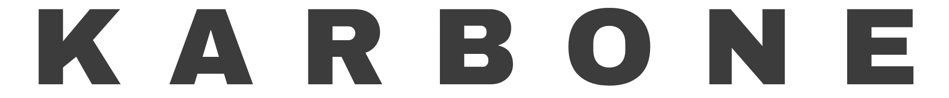 Logo de la marque Karbone en lettres grandes et noires