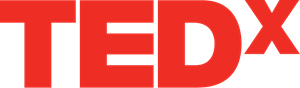 TEDx logo with red letters on a black background