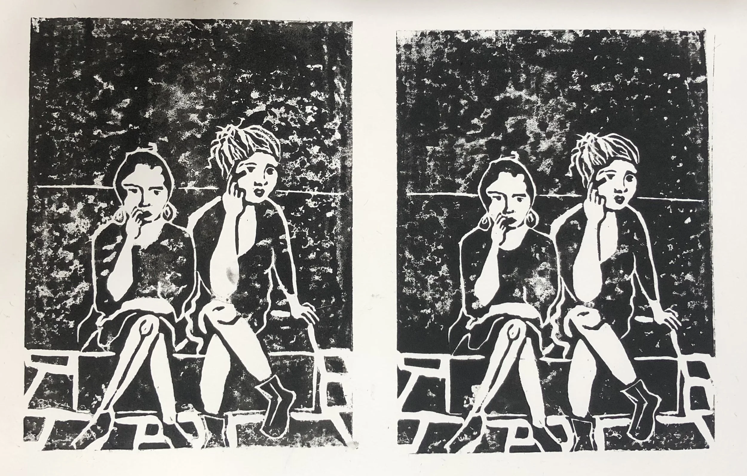 Sisters (2021) 
Lino print