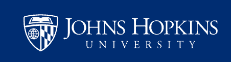 Johns Hopkins University logo on a blue background.