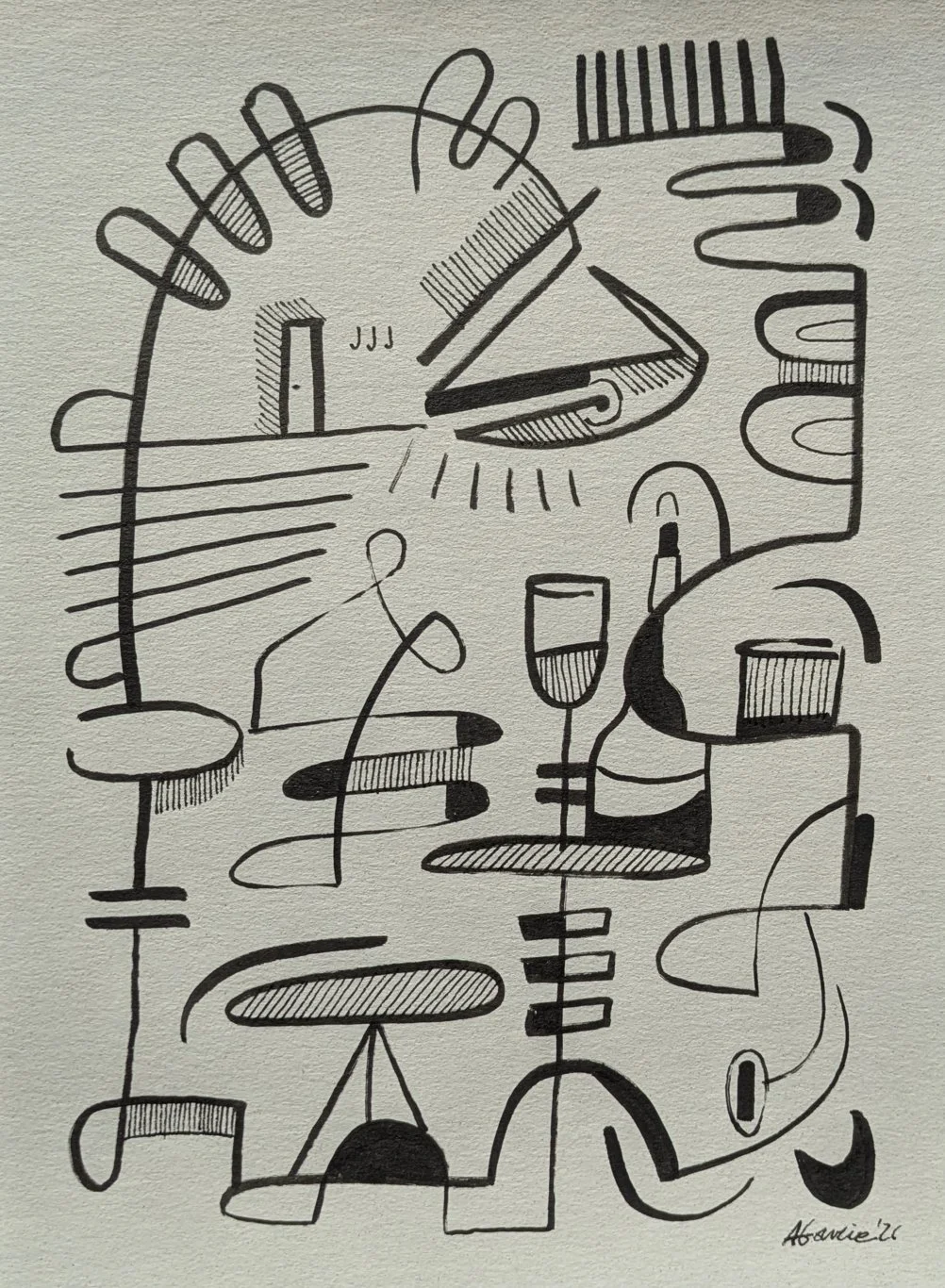 Coleção Creme, Object IV / Indian ink on paper / 29.7 x 21 cm / 2026
