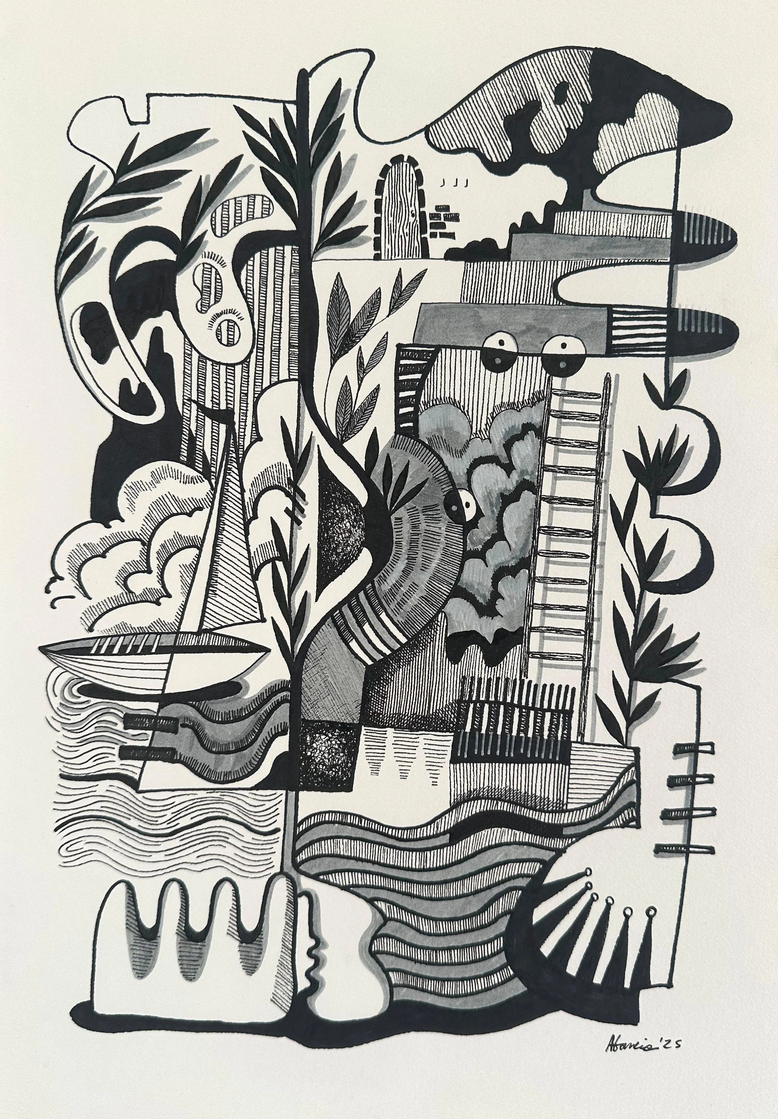 Dream / Indian ink on paper/ 42 x 29.7 cm / 2025