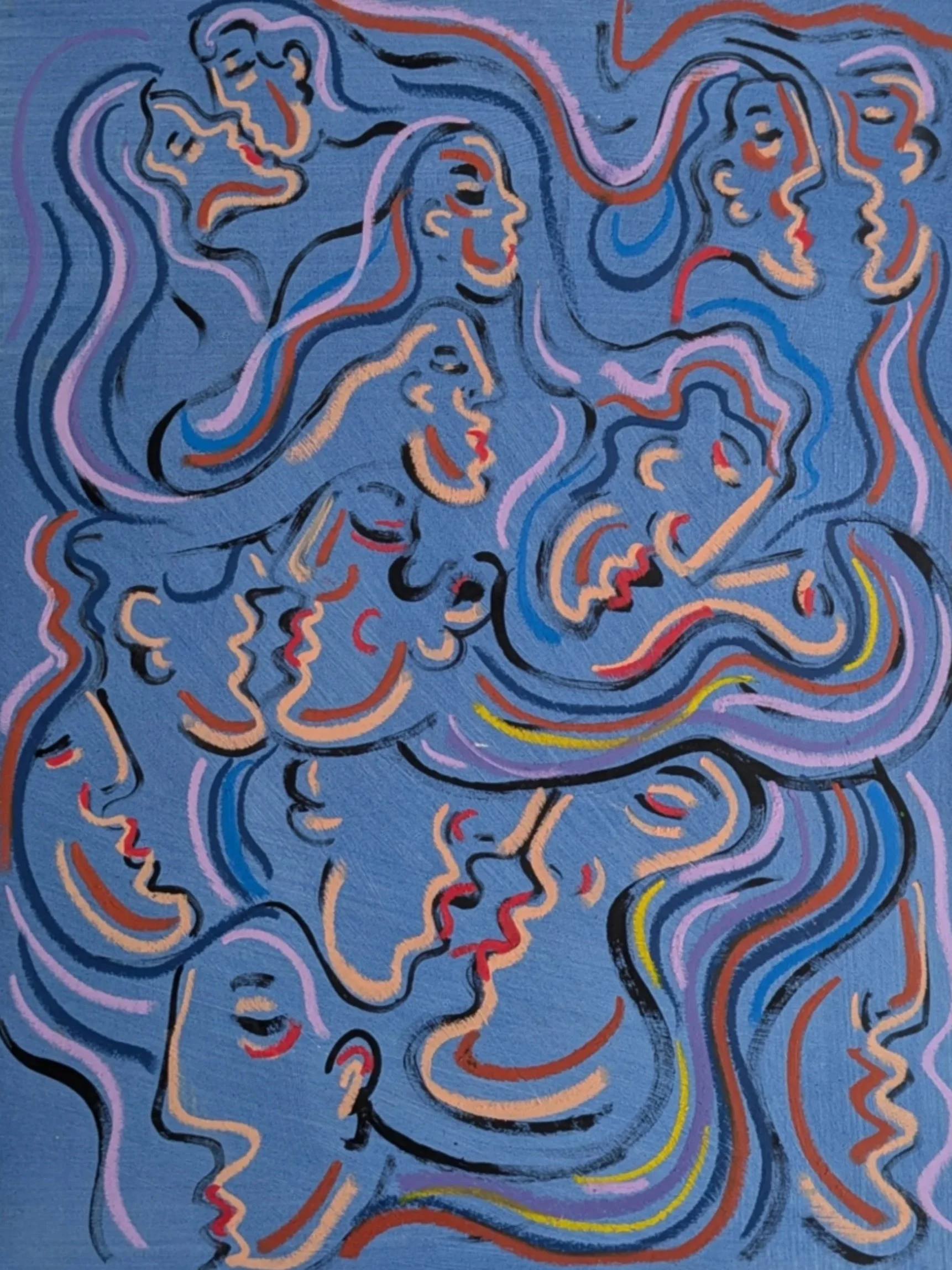 Souls / Acrylic and Oil Pastel on MDF / 40 x 30 cm / 2024