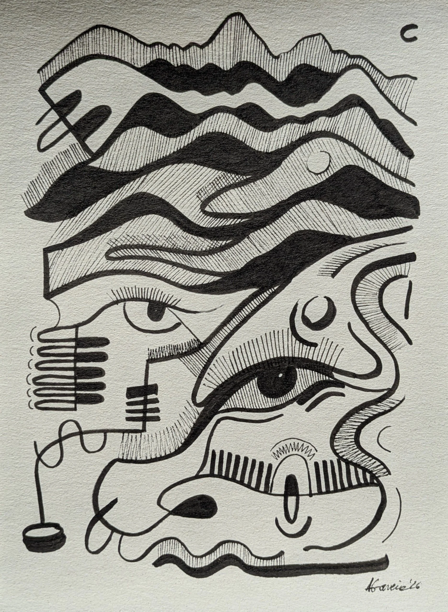 Coleção Creme, Object III / Indian ink on paper / 29.7 x 21 cm / 2026