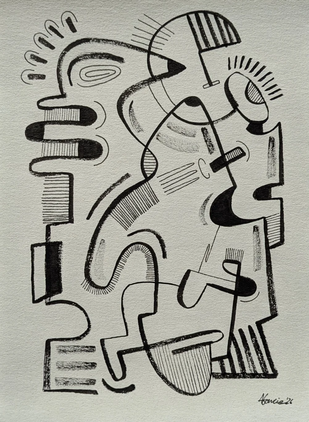 Coleção Creme, Object I / Indian ink on paper / 29.7 x 21 cm / 2026