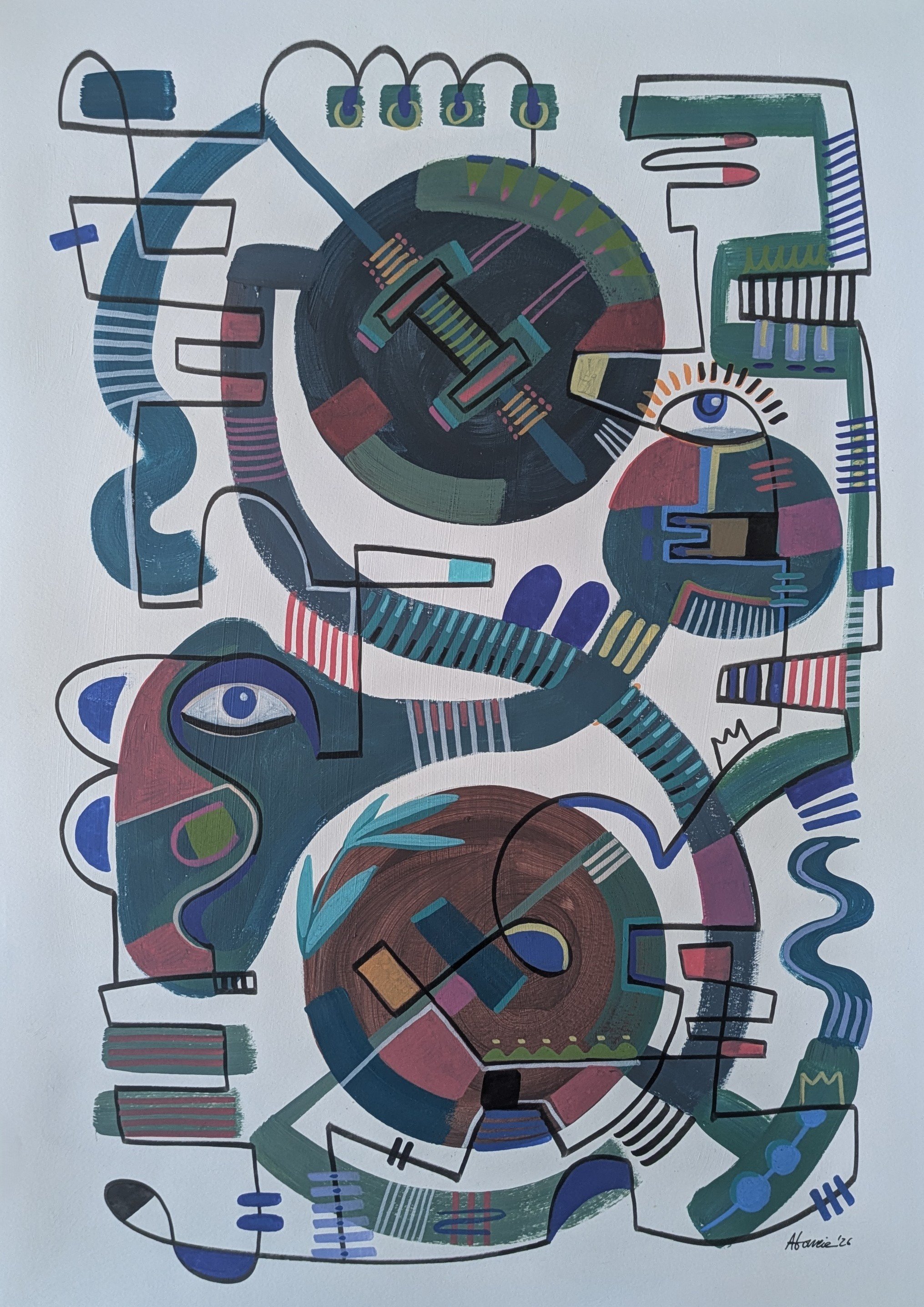 Planets / Acrylic and India ink on paper / 59.4 × 42 cm / 2026