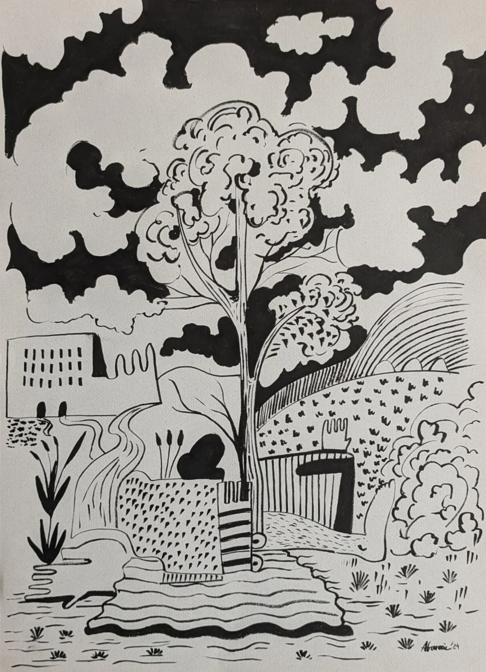 Tree / Indian Ink on paper / 40,7 x 29.7 cm  / 2024
