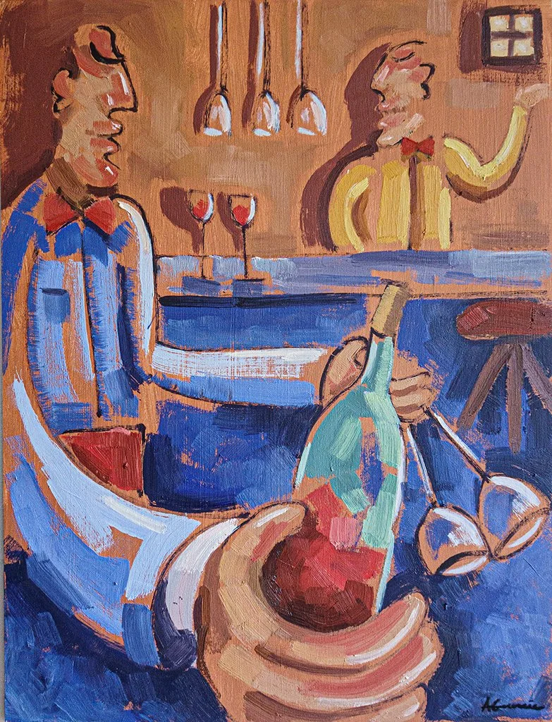 Waiter / Oil and Acrylic on wood / 40 x 30 cm / 2023 / SOLD