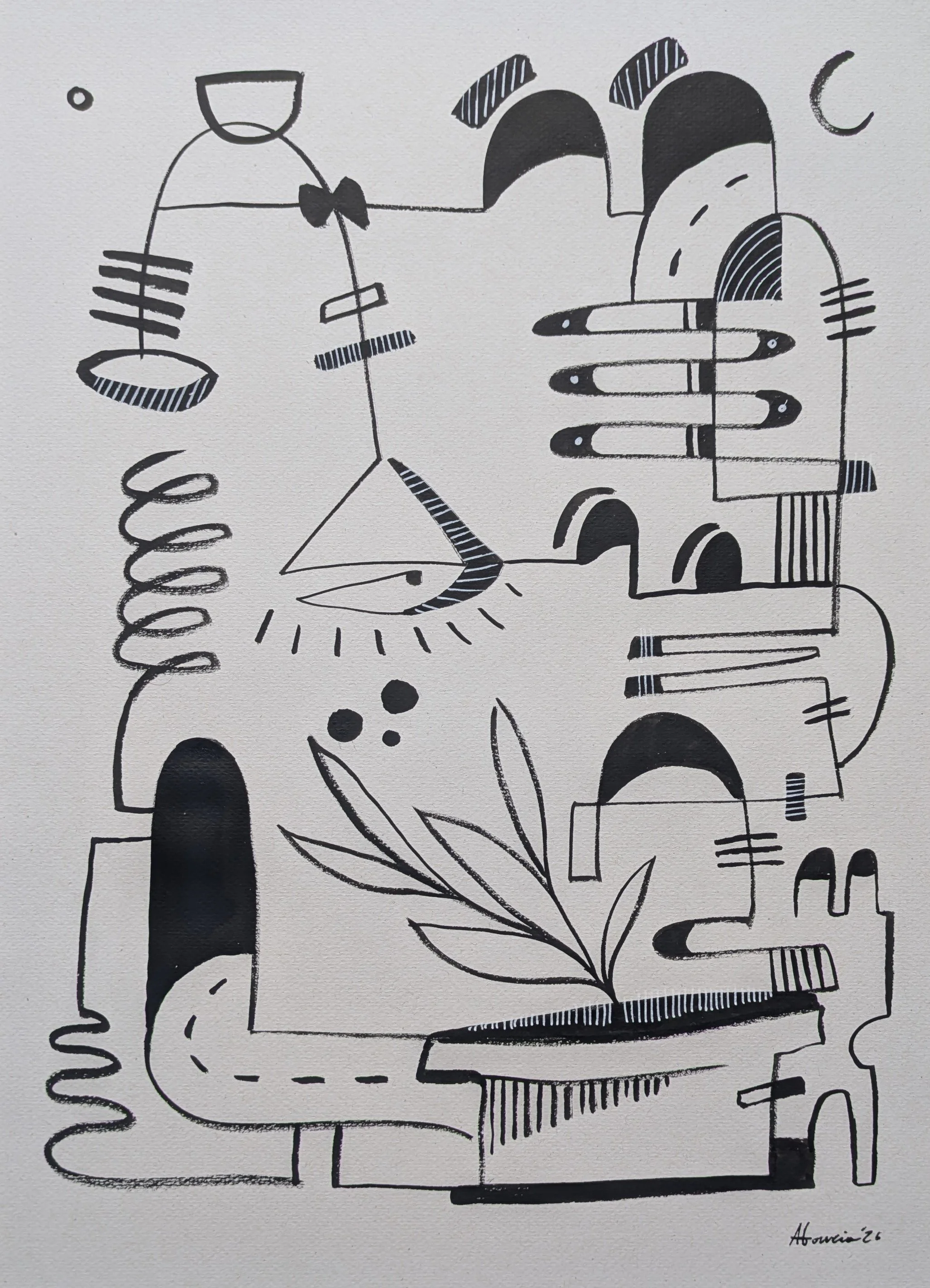 De três Collection, Object II / India ink on paper / 42 × 29.7 cm / 2026 / SOLD