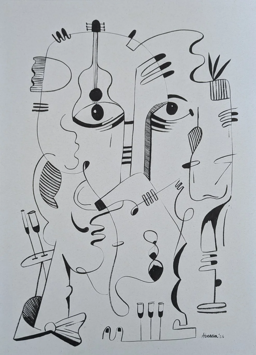 Chemistry I / Indian Ink on paper /
42 x 29.7 cm / 2025
