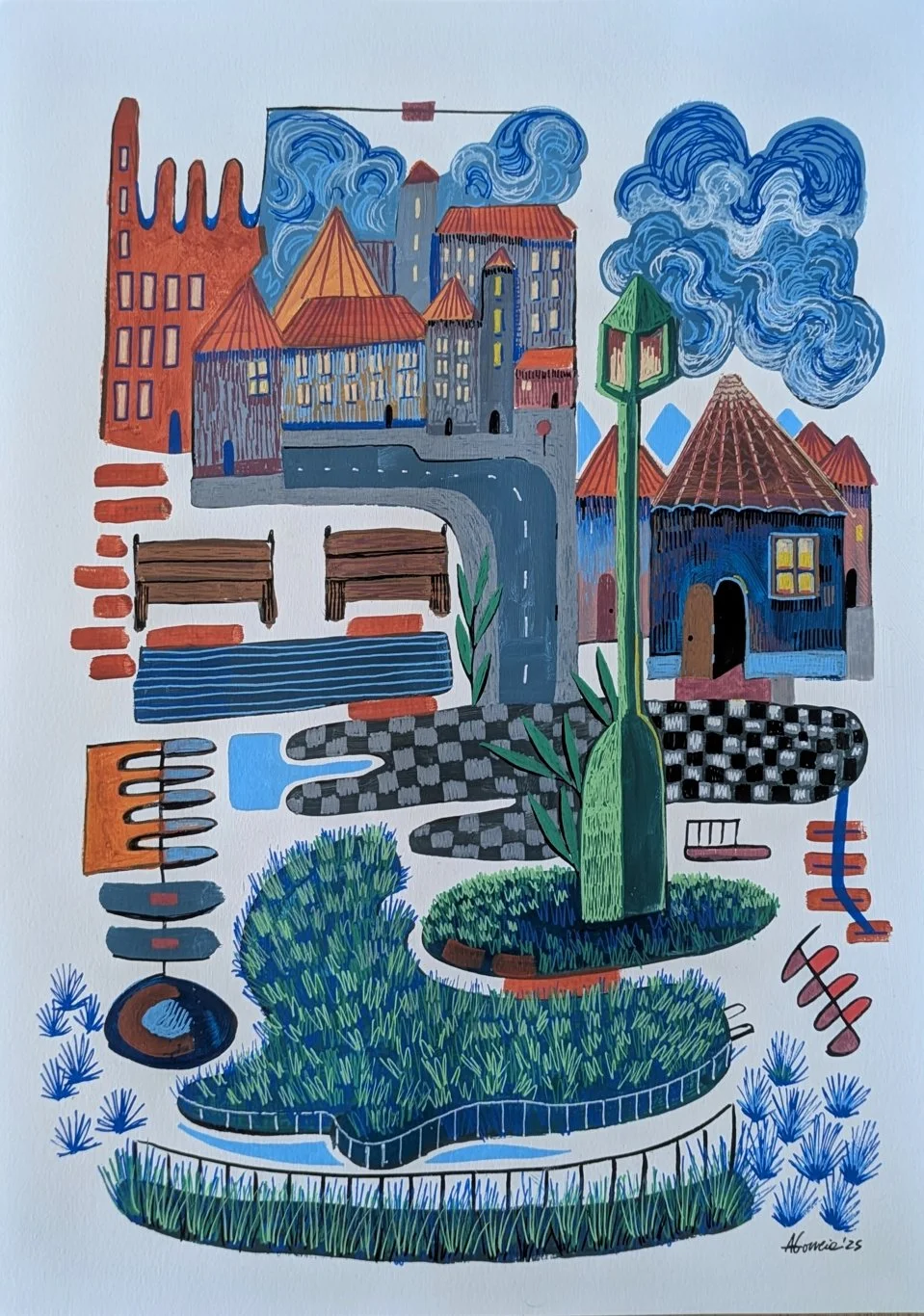Somewhere in Lisbon / Mix Tecnhique on paper/ 29.7 x 21 cm / 2025 / SOLD 