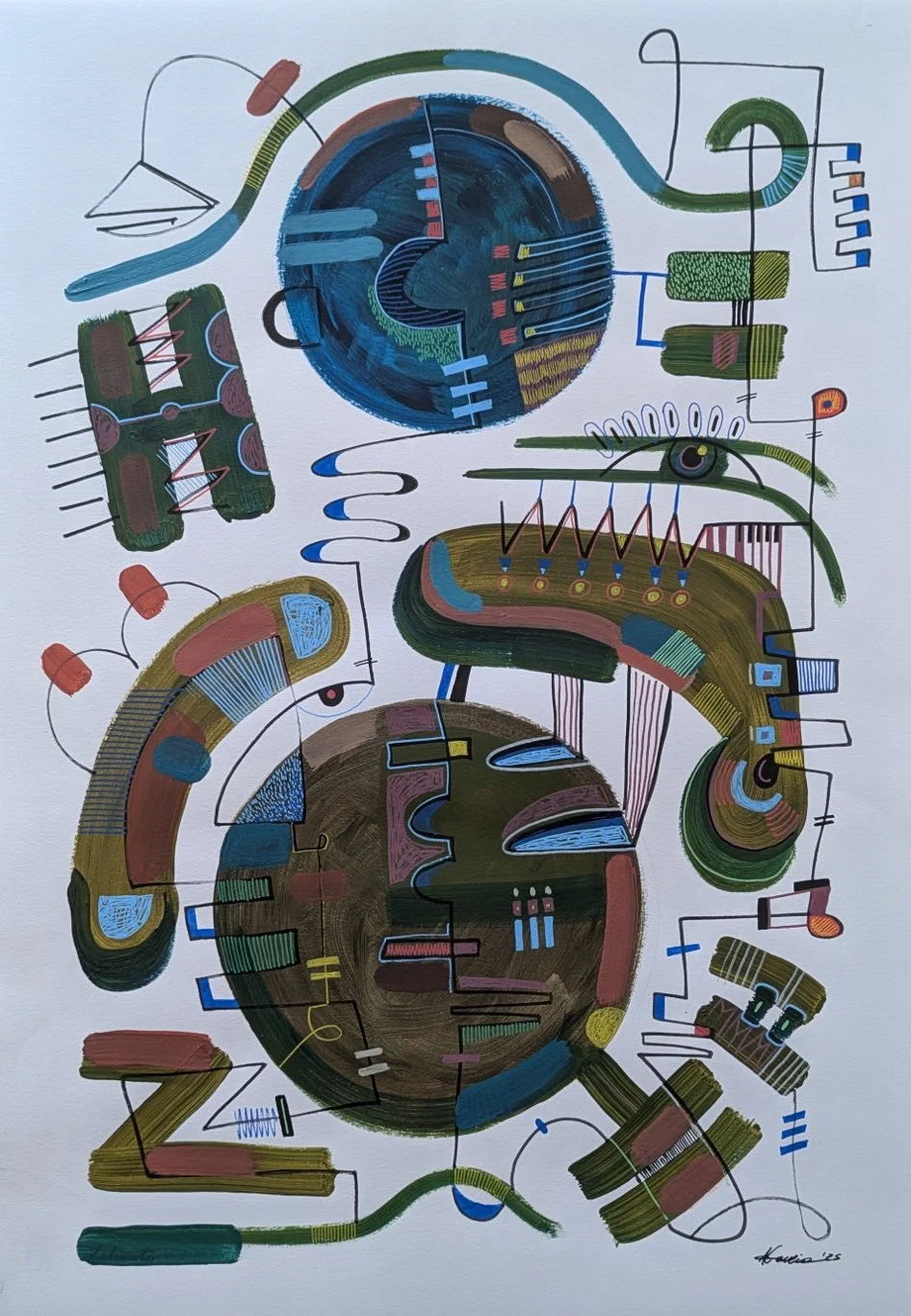 Fragments of Orientation, Object I /
Acrylic and India ink on paper / 59.4 × 42 cm / 2026