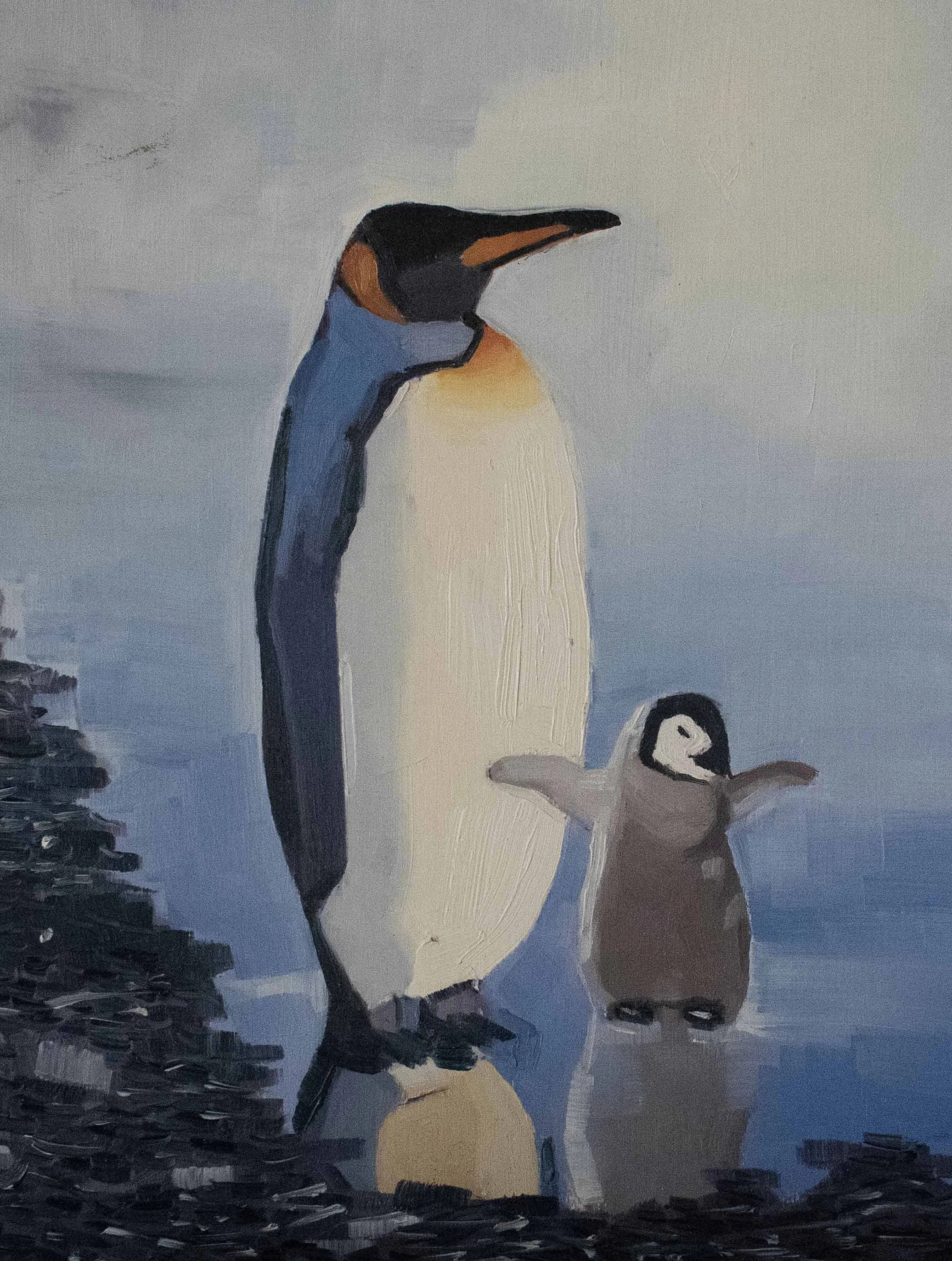 Penguins / Oil on Wood / 40 x 30 cm / 2021