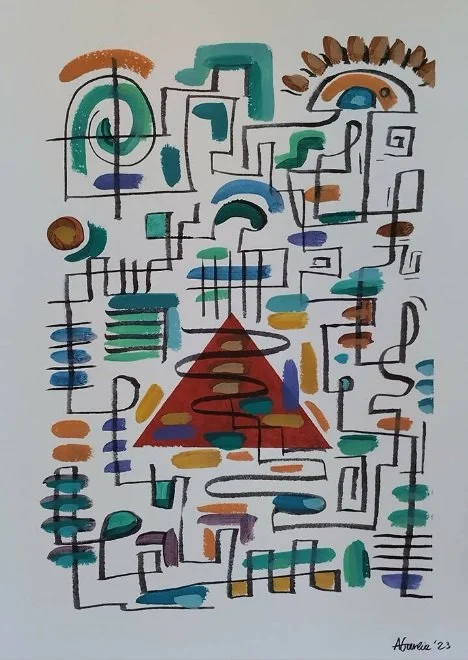 Painting nº3 - Montanha / Geometric Landscape Collection / Acrylic on Paper / A3 (29,7 x 42cm) / 2023