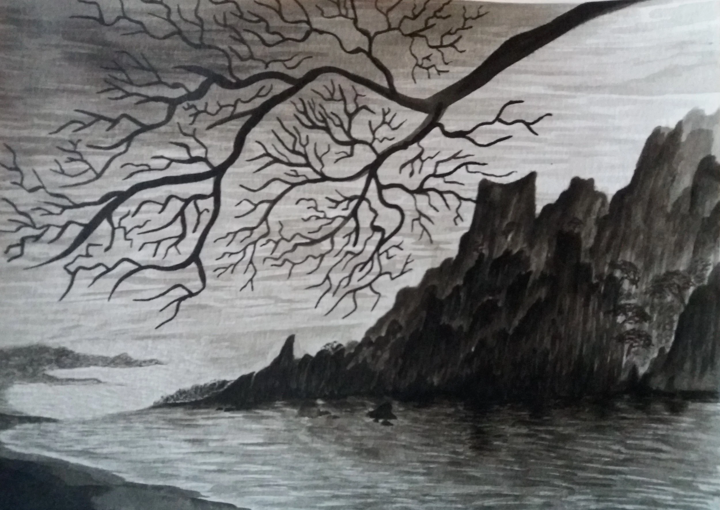 Mountain Face / Indian Ink on paper / 29.7 x 21 cm / 2020