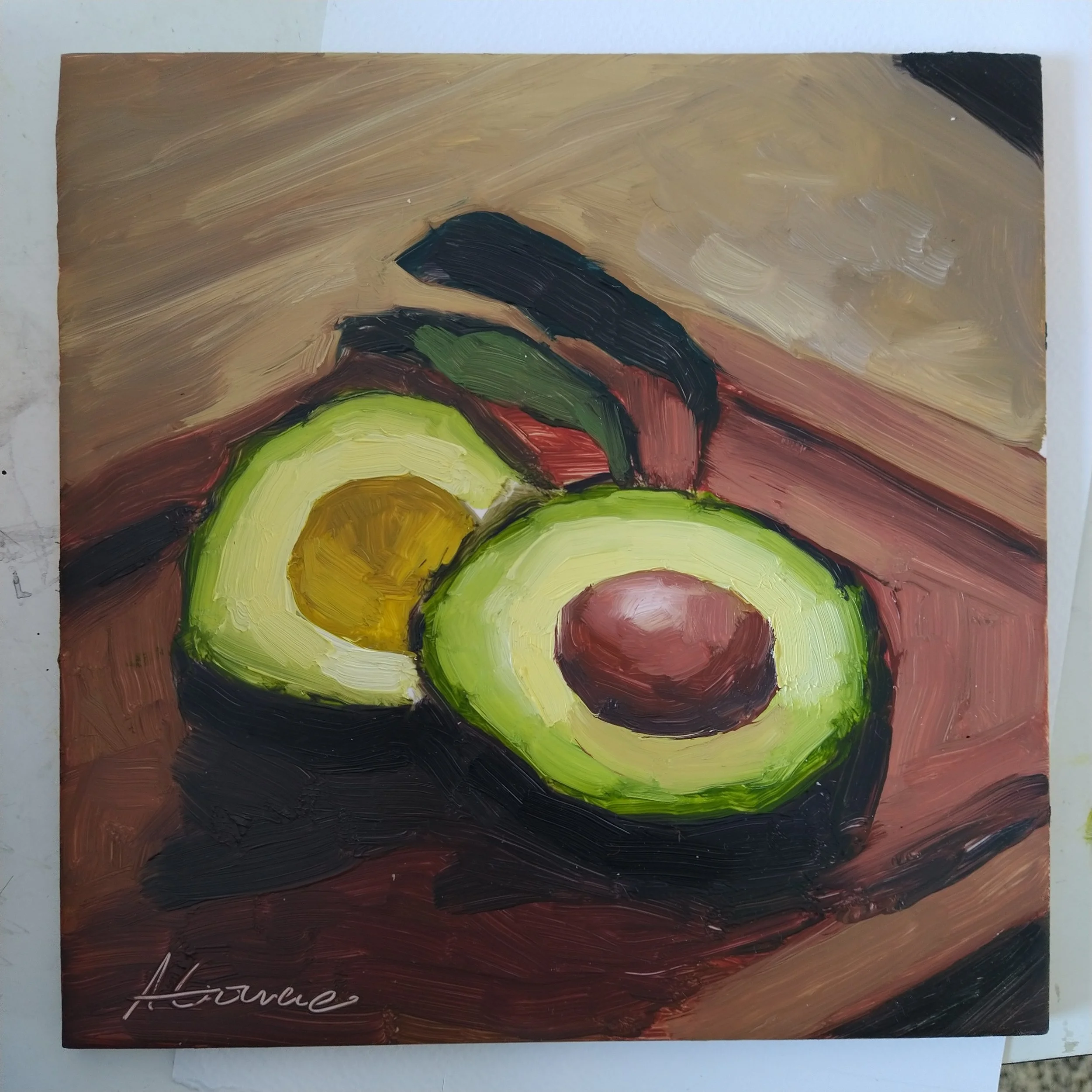 Avocados / Oil on tile / 20 x 20 cm / 2020