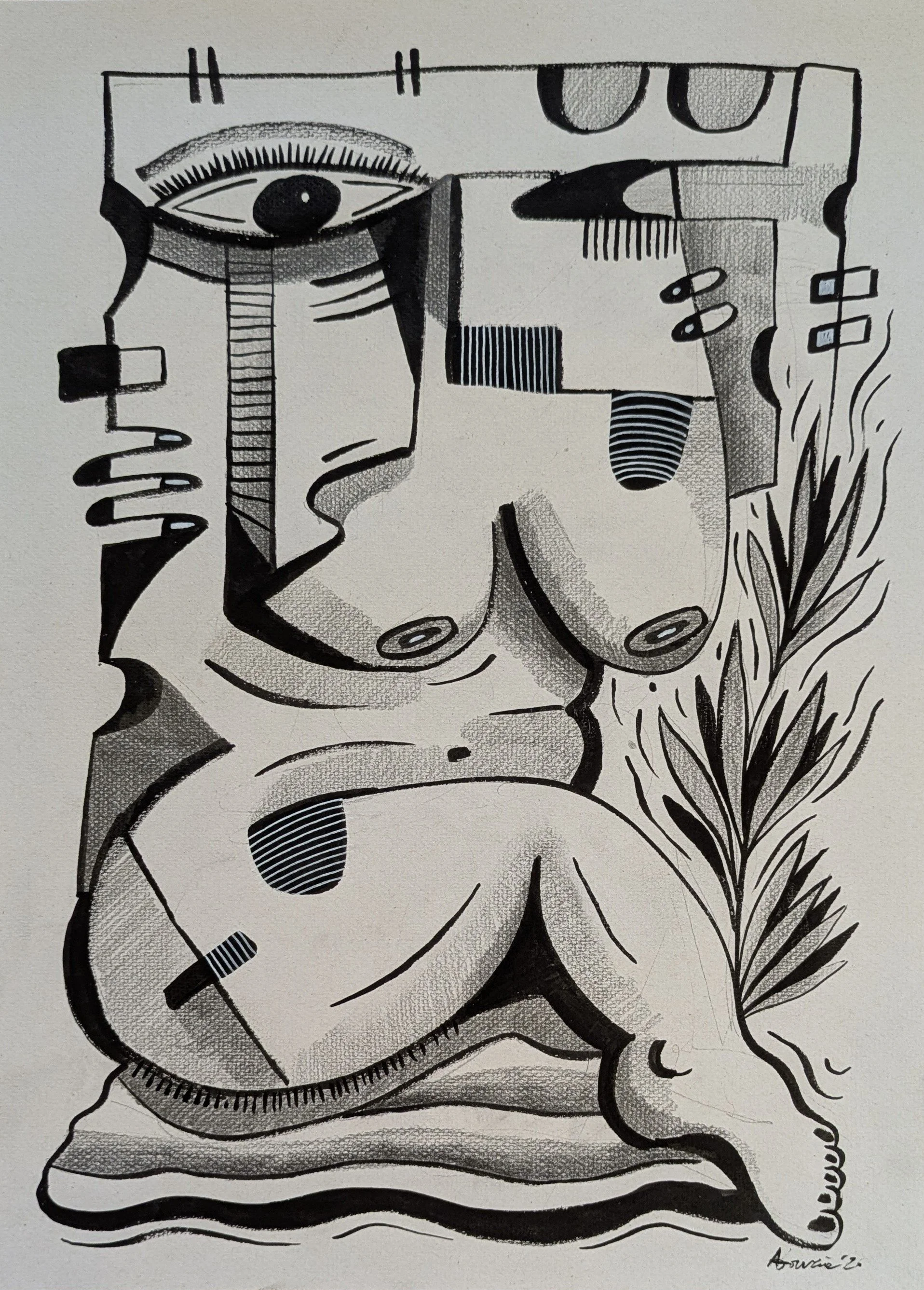Venus / Indian Ink and Charcoal on paper/  42 x 29.7 cm / 2026
