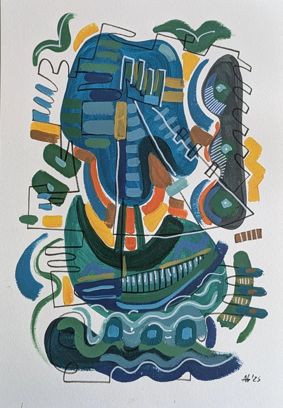 Painting nº10 Labirintos/ Acrylic on paper / 42 x 29,7 cm / 2023 / SOLD